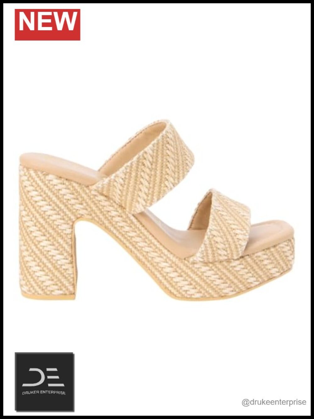 Synthetic Slip On Platform Block Sandals Cushioned Square Toe 3 Inch Heel